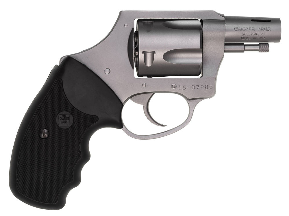 Charter Arms 74429 Bulldog Boomer 44 S&W Spl Caliber with 2" Barrel, 5rd Capacity Cylinder, Overall Matte Stainless Steel Finish, Hammerless Frame & Finger Grooved Black Rubber Grip