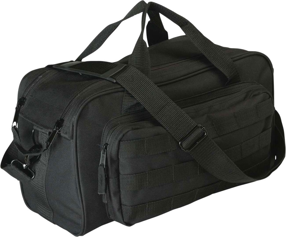 Allen 2205 Range Bag  Black Cordura with MOLLE Loops, Detachable Shoulder Strap & Padded Pistol Rug 15" x 8" x 8.50" Interior Dimensions