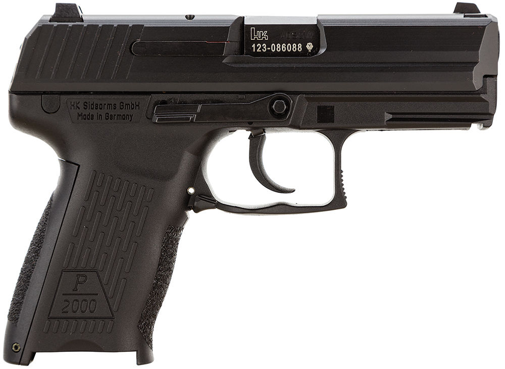 HK 81000045 P2000 V2 LEM DAO 40 S&W Caliber with 3.66" Barrel, 12+1 Capacity, Overall Black Finish, Picatinny Rail Frame, Serrated Steel Slide & Interchangeable Backstrap Grip Includes 2 Mags