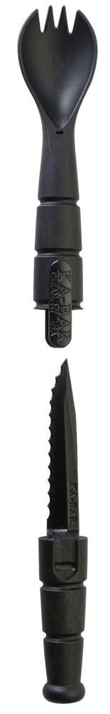 Ka-Bar 9909 Spork/Knife  Black Creamid 2.50" Serrated 6.88" Long