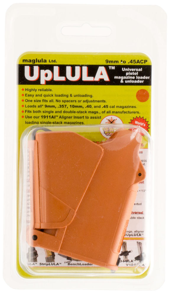 Maglula UP60BO UpLULA Loader & Unloader Double & Single Stack Style made of Polymer with Orange Brown Finish for 9mm Luger, 45 ACP Pistols