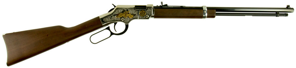 Henry H004SAT Golden Boy 2nd Amendment Tribute 22 Short,Long,LR 16 LR/21 Short 20" Nickel Plated American Walnut Right Hand