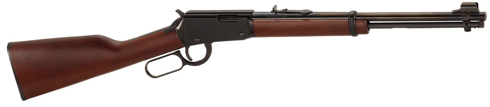 Henry H001Y Lever Youth 22 Short Caliber with 22 Long Caliber with 22 LR Caliber with 12 LR/16 Short Capacity, 16.13" Barrel, Black Metal Finish & American Walnut Stock Right Hand Youth