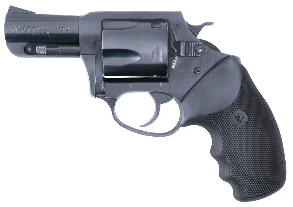 Charter Arms 14420 Bulldog  44 S&W Spl Caliber with 2.50" Barrel, 5rd Capacity Cylinder, Overall Black Finish Stainless Steel & Finger Grooved Black Rubber Grip