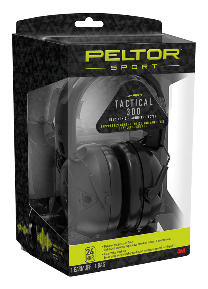 Peltor TAC300OTH Sport Tactical 300 24 dB Over the Head Black Ear Cups with Ventilated, Adjustable Black Headband for Adults 1 Pair