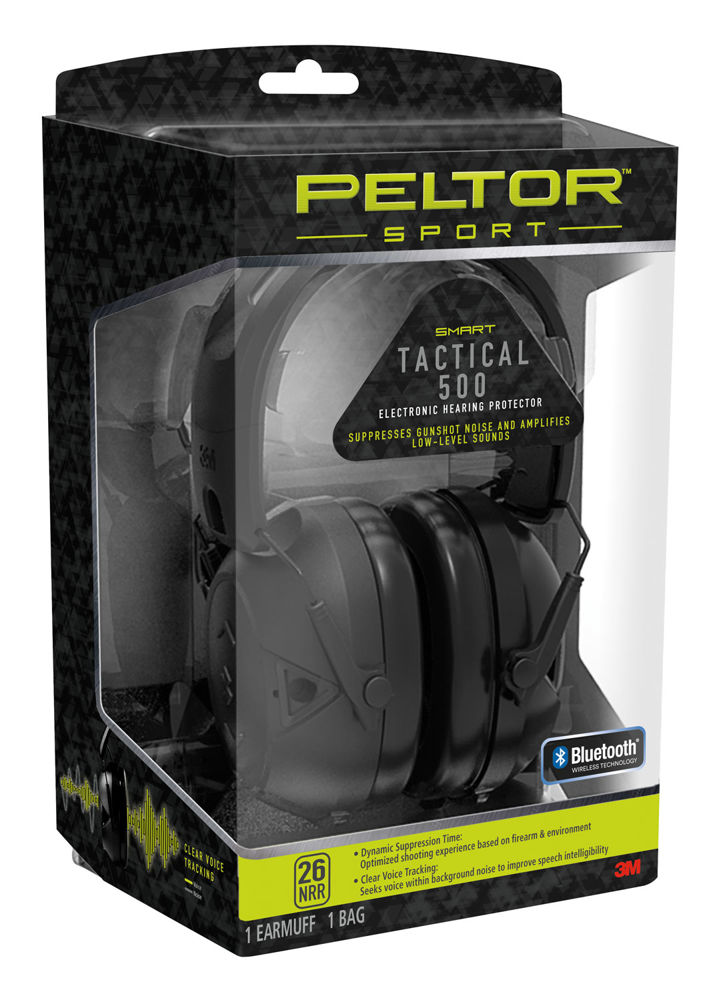 Peltor TAC500OTH Sport Tactical 500 with Bluetooth 26 dB Over the Head Black Ear Cups with Ventilated, Adjustable Black Headband for Adults 1 Pair
