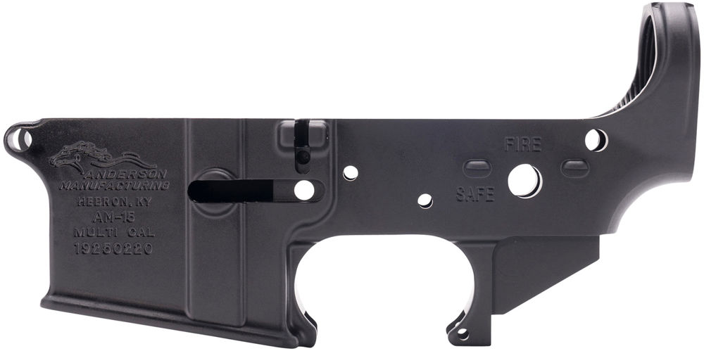 Anderson D2K067A000OP Stripped Lower Receiver  Multi-Caliber Black Anodized Finish 7075-T6 Aluminum Material with Mil-Spec Dimensions for AR-15