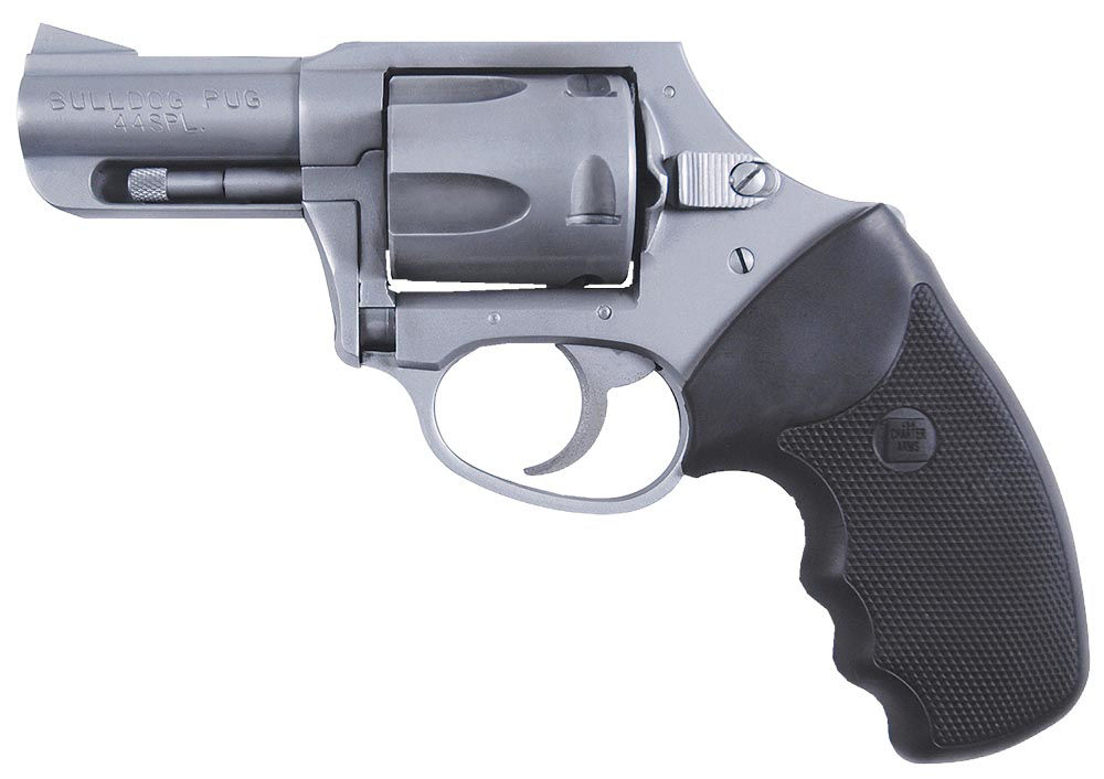 Charter Arms 74421 Bulldog  DAO 44 S&W Spl Caliber with 2.50" Barrel, 5rd Capacity Cylinder, Overall Matte Stainless Steel Finish, Hammerless Frame & Finger Grooved Black Rubber Grip