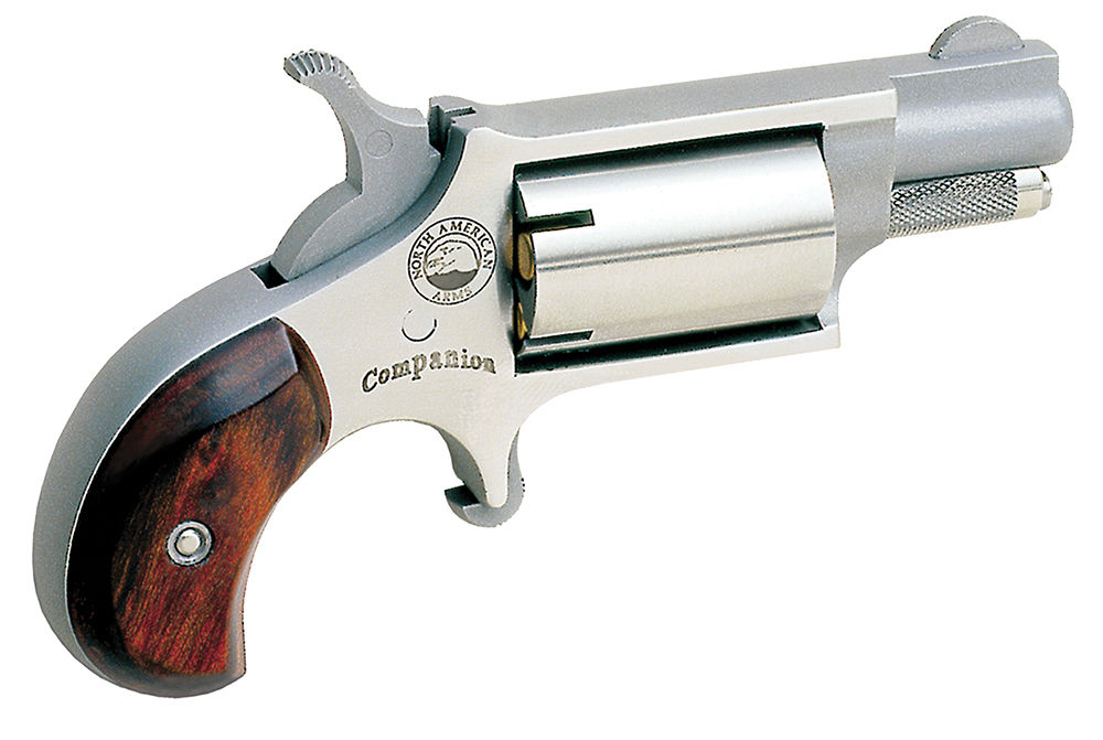 North American Arms 22LRCB Companion  SAO 22 Cal #11 Percussion 1.13" 5rd Stainless Steel Rosewood Birdshead Grip