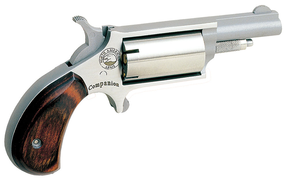 North American Arms 22MCB Companion  SAO 22 Cal #11 Percussion 1.63" 5rd Stainless Steel Rosewood Birdshead Grip