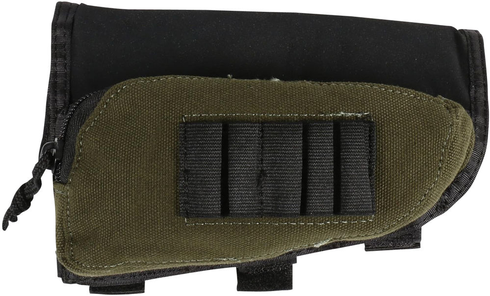 Allen 20550 Buttstock Shell Holder With Pouch 5 Rounds Green/Black Cordura Nylon