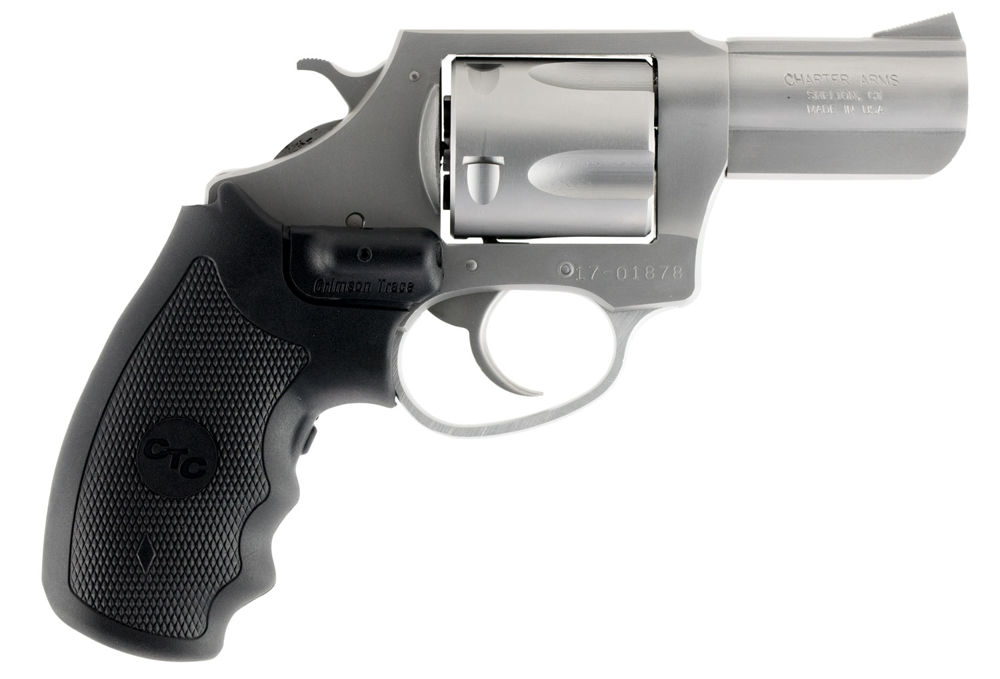 Charter Arms 74424 Bulldog  44 S&W Spl Caliber with 2.50" Barrel, 5rd Capacity Cylinder, Overall Matte Stainless Steel Finish & Finger Grooved Black Rubber Grip Includes Crimson Trace Laser
