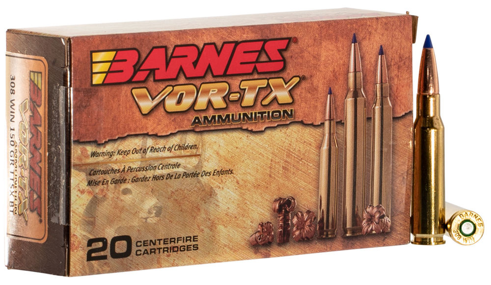 Barnes Bullets 21540 VOR-TX Rifle  308 Win 150 gr Tipped TSX Boat-Tail 20 Bx/ 10 Cs