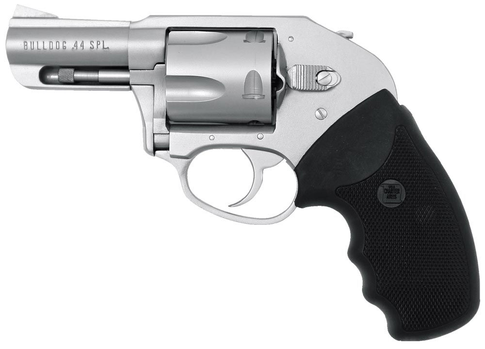 Charter Arms 74410 Bulldog On Duty 44 S&W Spl Caliber with 2.50" Barrel, 5rd Capacity Cylinder, Overall  Matte Stainless Steel Finish & Finger Grooved Black Rubber Grip