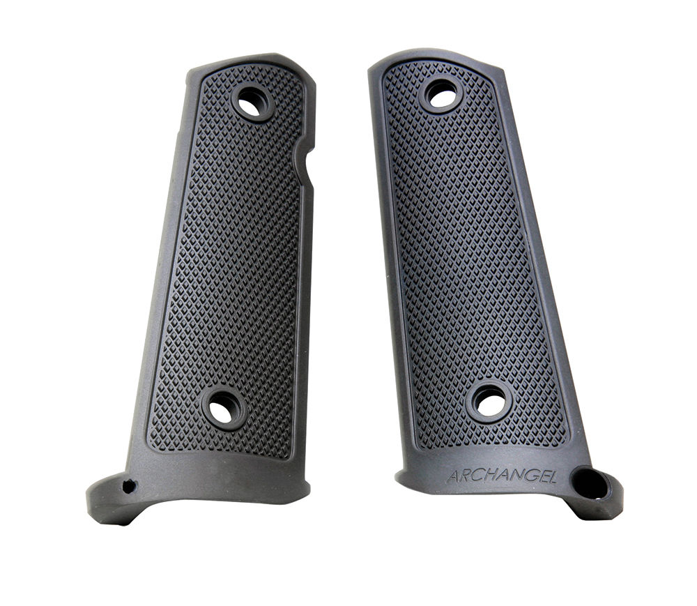 Archangel AA108 Grip Panels  Black Anodized Aluminum with Mag Well Funnel for 1911 Government