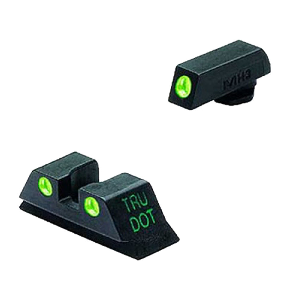 Meprolight USA 102243101 Mepro Tru-Dot Fixed Sights Self-Illuminated Green Tritium Front & Rear with Black Frame for Most Glock