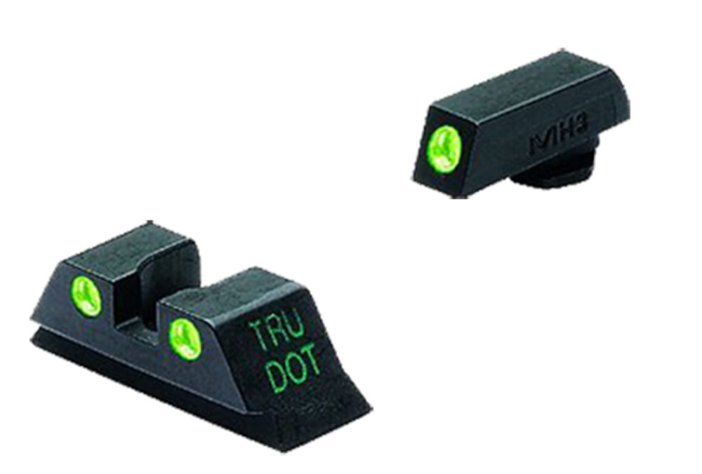 Meprolight USA 102223101 Mepro Tru-Dot Fixed Sights Self-Illuminated Green Tritium Front & Rear with Black Frame for Glock 10mm/45 Calibers