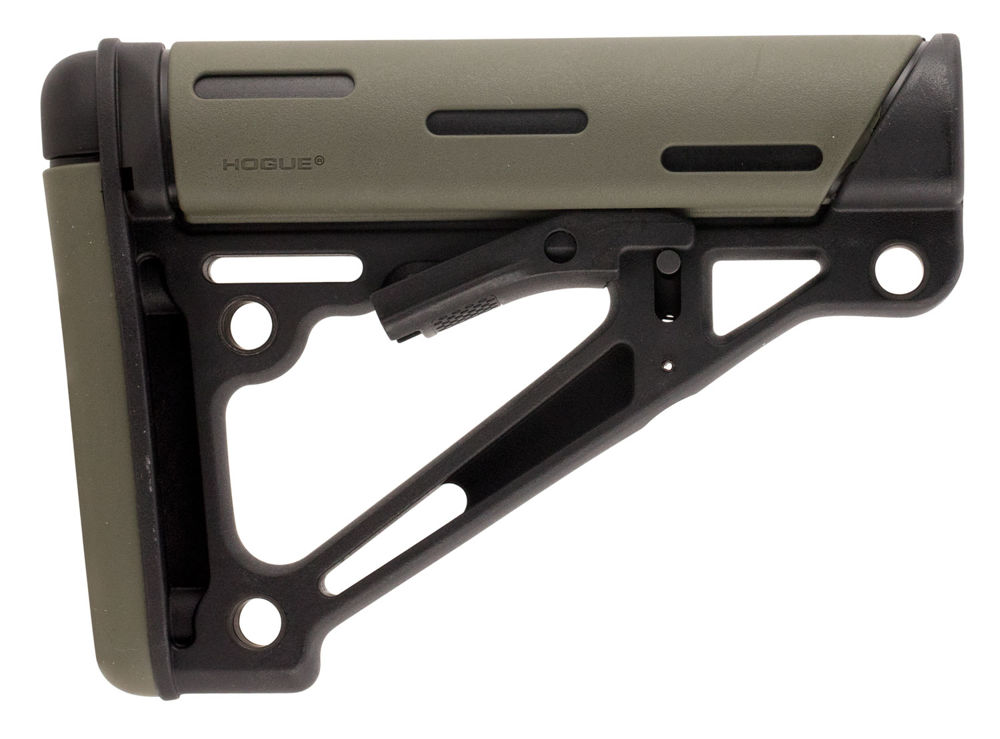 Hogue 15250 OverMolded Collapsible Buttstock OD Green OverMolded Rubber Black Synthetic AR-15, M16, M4