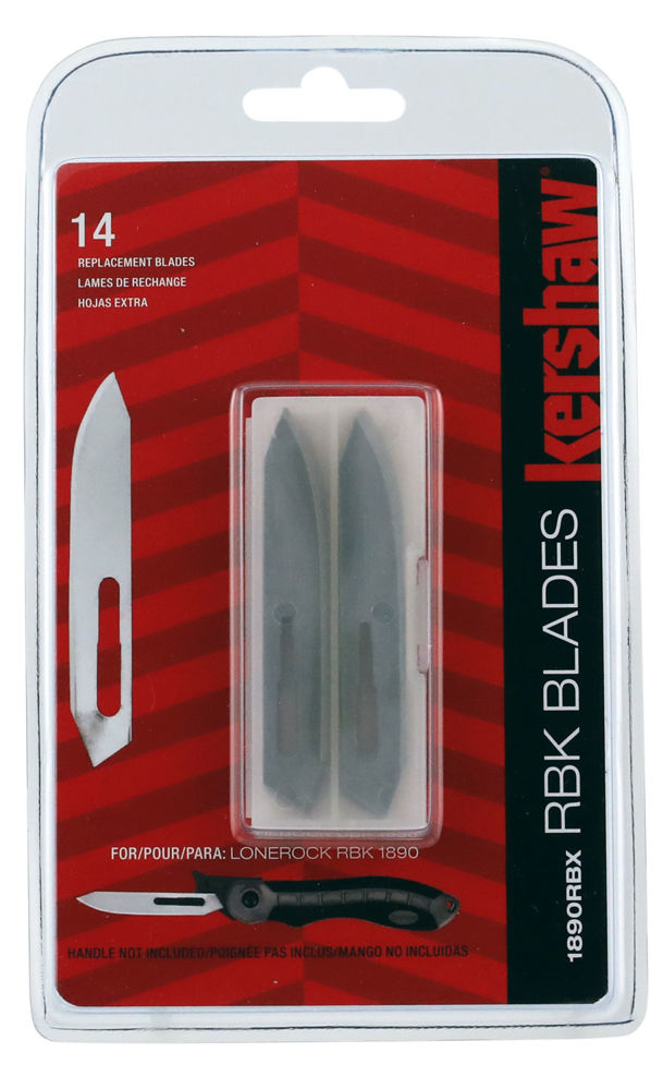Kershaw 1890RBX LoneRock RBK Replacement Blades Drop Point 2.75" Satin 60A SS Blade 14 Blades