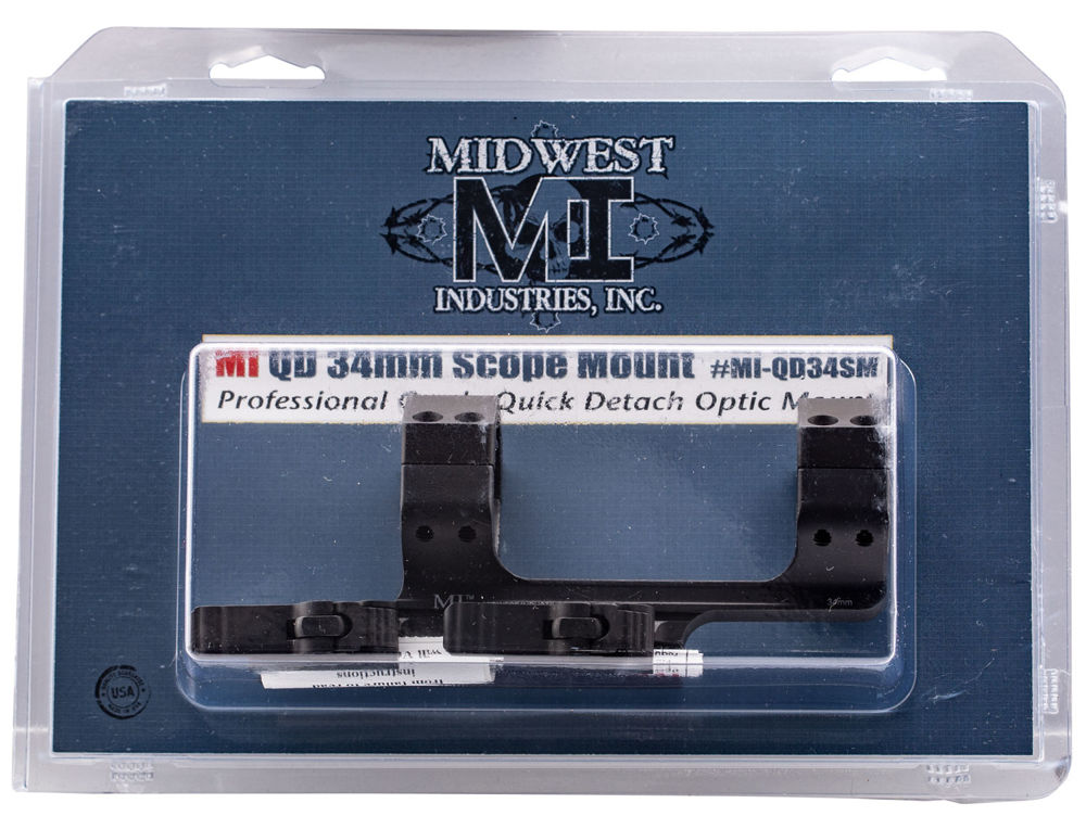 MIDWEST INDUSTRIES INC MIQD34SM Quick Detach 1-Pc Base & Ring Combo 34mm Black Finish