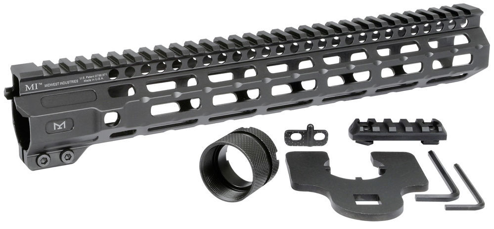 MIDWEST INDUSTRIES INC MICRM12625 M-Series AR-15 6061 Aluminum Black Hard Coat Anodized 12.625"