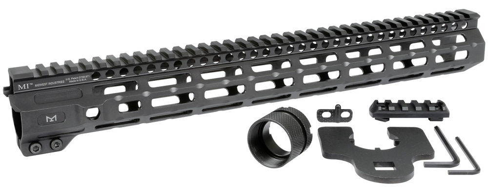 MIDWEST INDUSTRIES INC MICRM15 M-Series AR-15 6061 Aluminum Black Hard Coat Anodized 15"