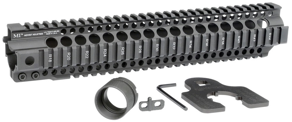 MIDWEST INDUSTRIES INC MICRT12625 T-Series AR-15 6061 Aluminum Black Hard Coat Anodized 12.625"