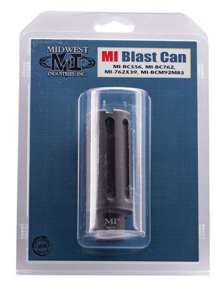 Midwest Industries MIBC556 Blast Can  Black Hardcoat Anodized 6061-T6 Aluminum with 1/2"-28 tpi Threads, 3.38" OAL & 1.20" Diameter for 5.56x45mm NATO AR-Platform