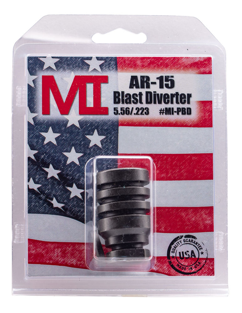 Midwest Industries MIPBD Blast Diverter  Black Phosphate Steel with 1/2"-28 tpi Threads, 1.75" OAL & 1.09" Diameter for 223 Rem, 5.56x45mm NATO AR-Platform