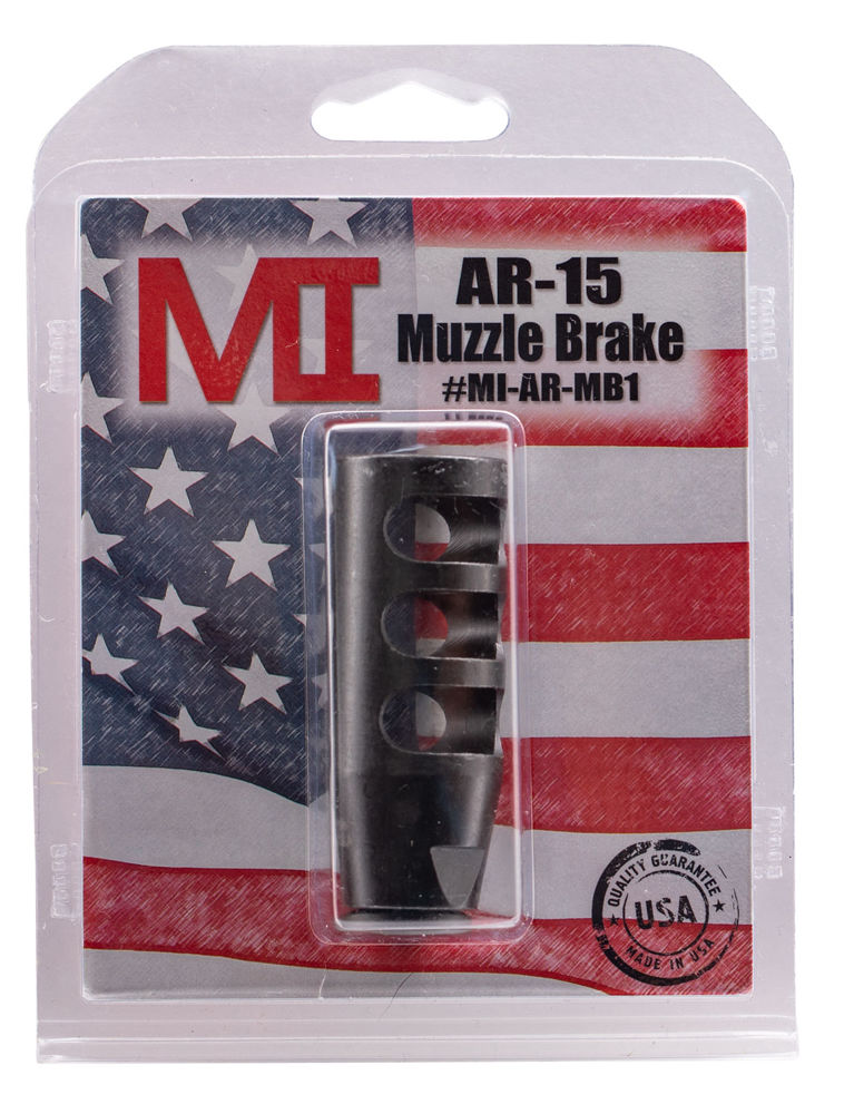 Midwest Industries MIARMB1 Muzzle Brake  Black Phosphate Steel with 1/2"-28 tpi Threads for 223 Rem, 5.56x45mm NATO AR-Platform