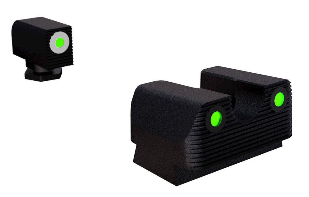 Rival Arms RA2B231G Tritium Night Sights  Square Green with White Outline Front, U-Notch Green Rear Black Frame for Glock 42, 43