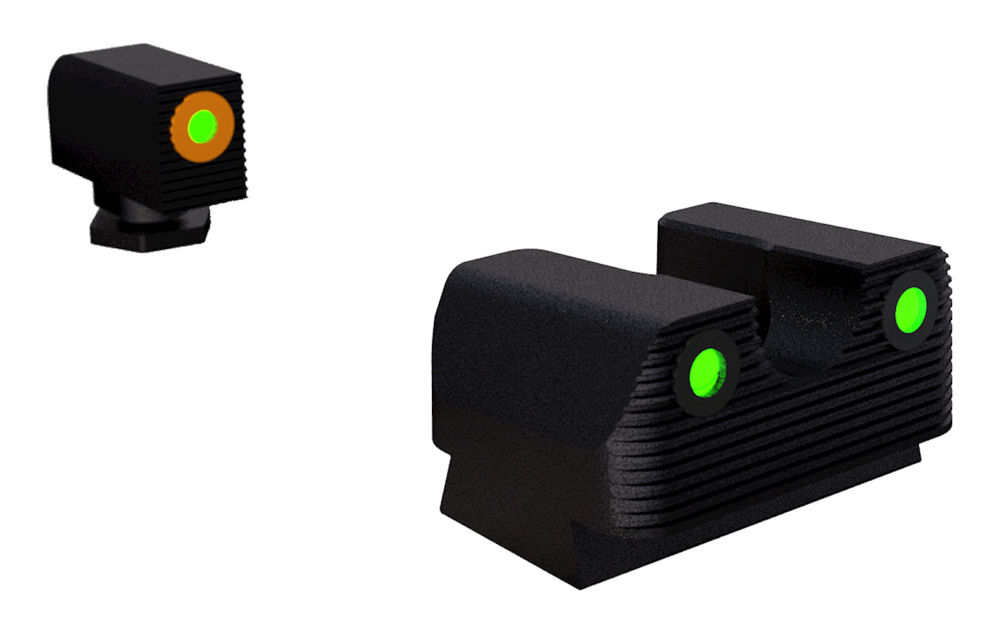 Rival Arms RA1A231G Tritium Night Sights  Square Green Front, U-Notch Green Black Frame for Glock 17, 19