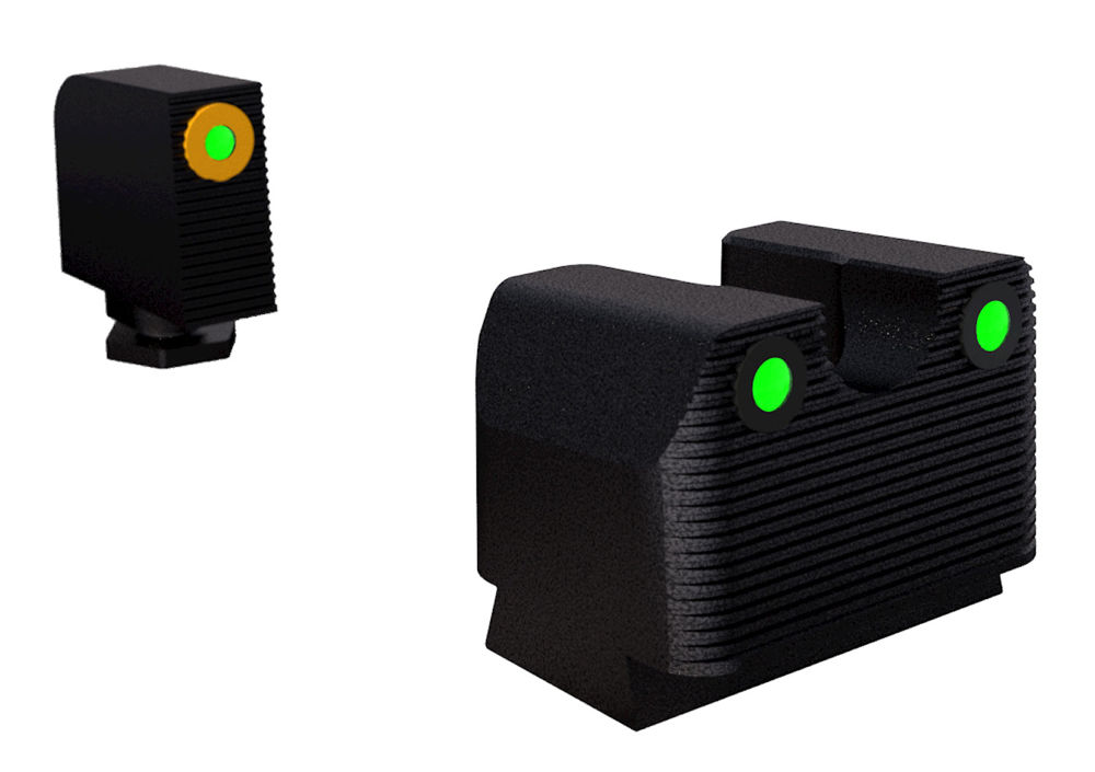 Rival Arms RA3A231G Tritium Night Sights  Square Green with Orange Outline Front, Green Rear Black Frame for Glock 17 MOS, 19 MOS