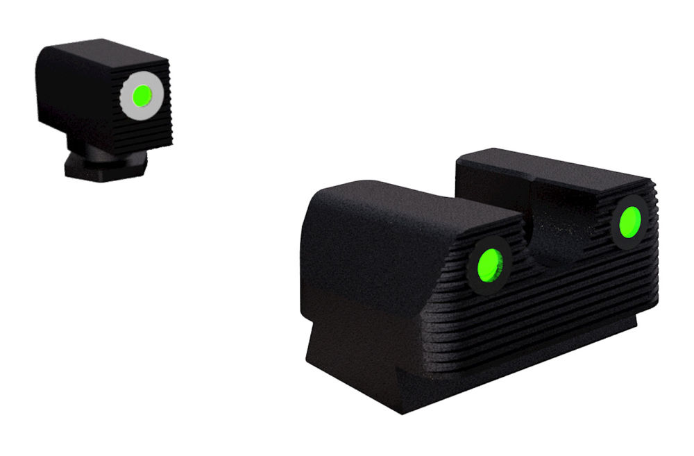 Rival Arms RA1B231G Tritium Night Sights  Square Green with White Outline Front, Green Rear Black Frame for Glock 17, 19