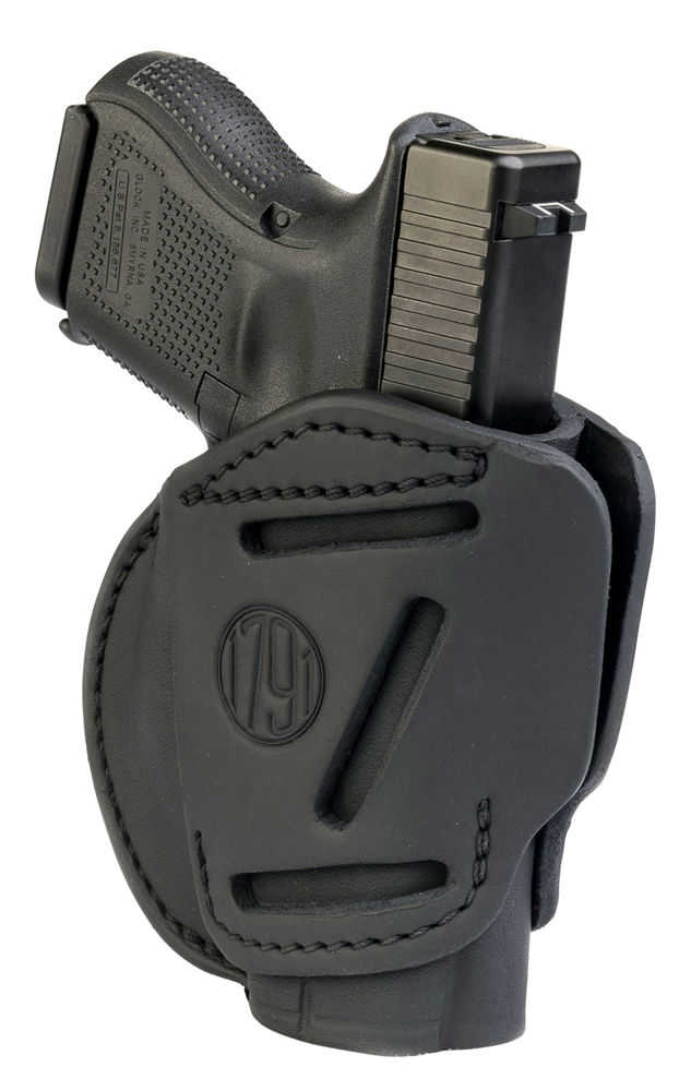 1791 Gunleather 3WH3SBLA 3 Way  Stealth Black Leather OWB fits Glock 26;Ruger LC9;S&W Shield Ambidextrous Hand