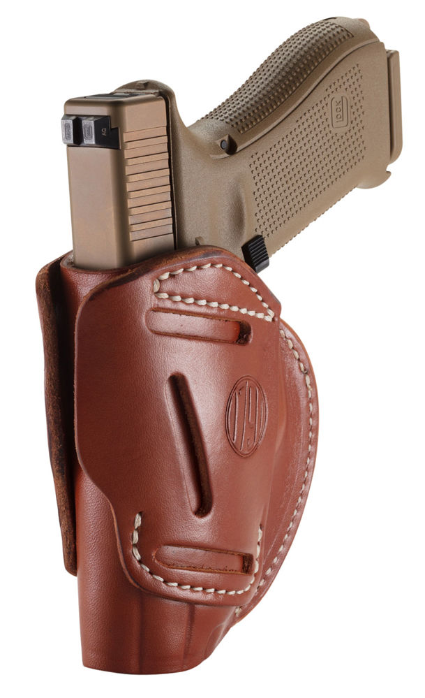 1791 Gunleather 3WH5CBRA 3 Way  Brown Leather OWB fits Glock 17/HK VP9/S&W M&P9/Sprgfld XD9 Ambidextrous Hand