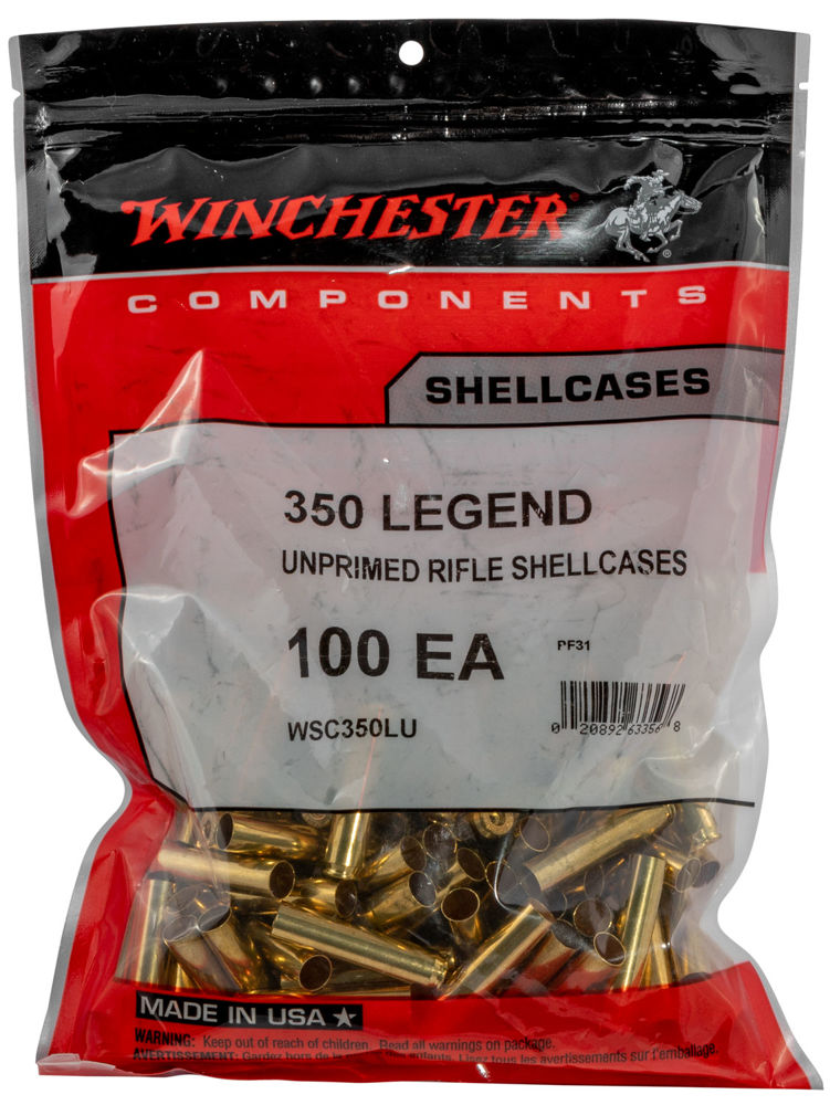 Winchester Ammo WSC350LU Unprimed Cases  350 Legend Rifle Brass 100 Per Bag