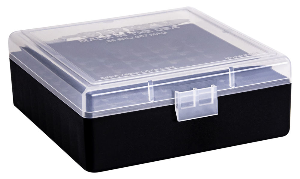 Berrys 15382 003 Ammo Box 38 Special,357 Mag 100rd Clear Lid w/Black Bottom