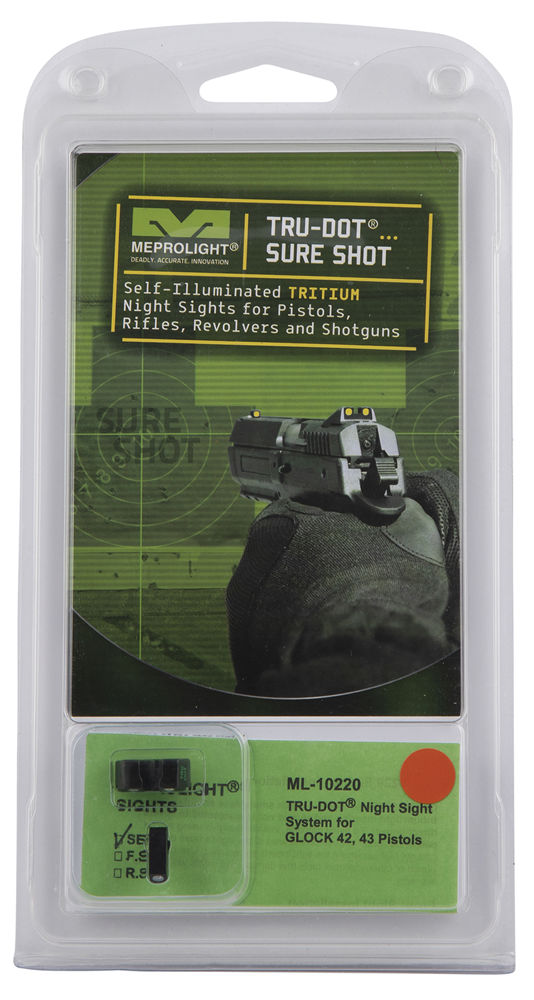 Meprolight USA 102203301 Mepro Tru-Dot Fixed Sights Self-Illuminated Green Tritium with Orange Outline Front & Green Rear with Black Frame for Glock 42,43,48