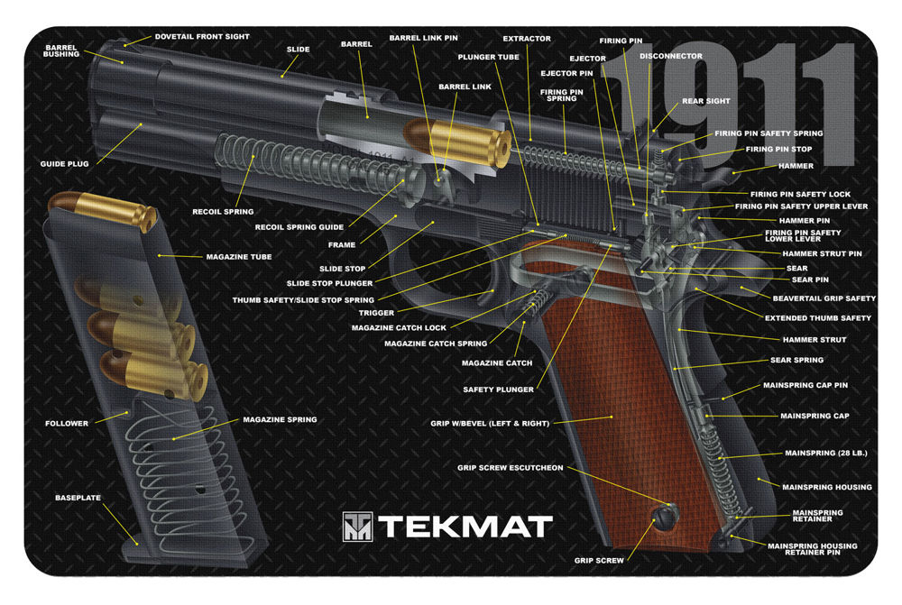 TekMat TEKR171911CA 1911 3D Cutaway Cleaning Mat Multi Color Rubber 17" Long