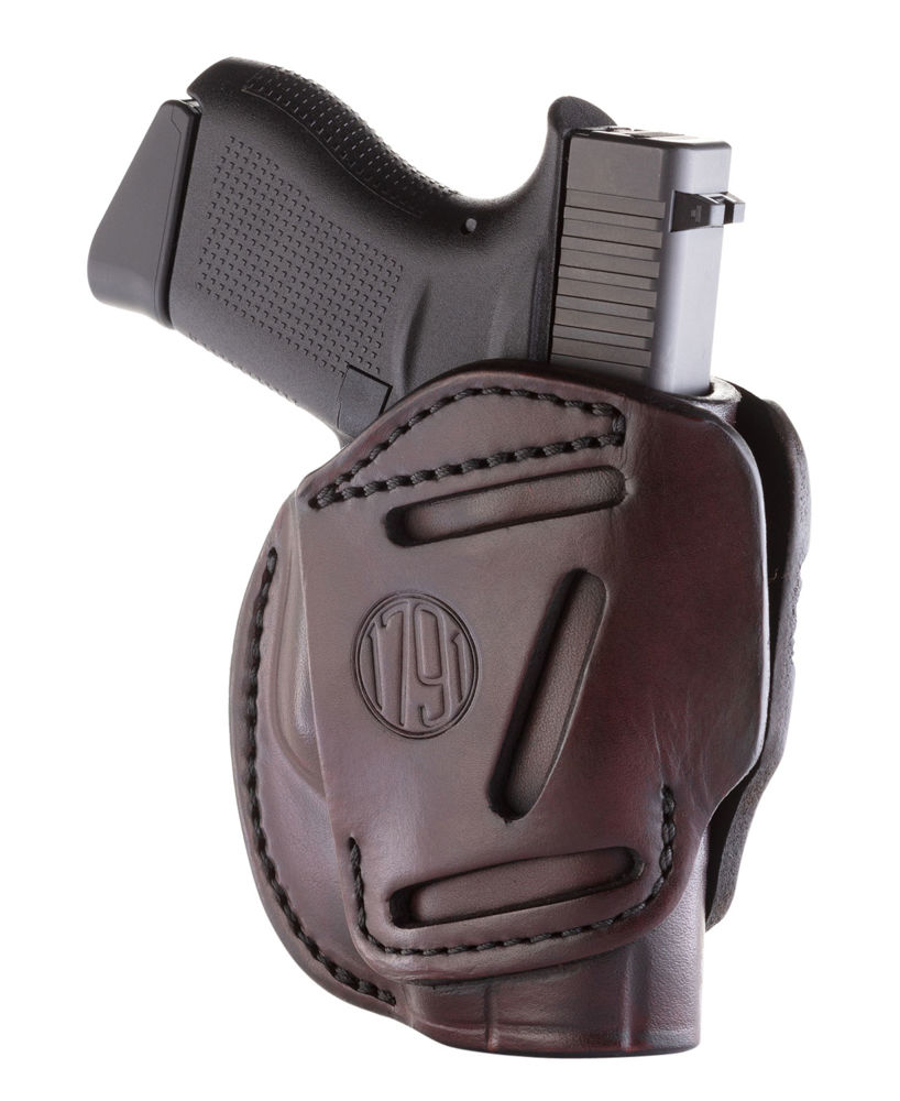 1791 Gunleather 3WH2SBRA 3 Way  Signature Brown Leather OWB Fits  Glock 42/Ruger LCP Ambidextrous Hand