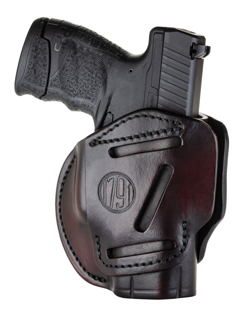 1791 Gunleather 3WH3SBRA 3 Way  Signature Brown Leather OWB Fits Glock 26;Ruger LC9;S&W Shield Ambidextrous Hand