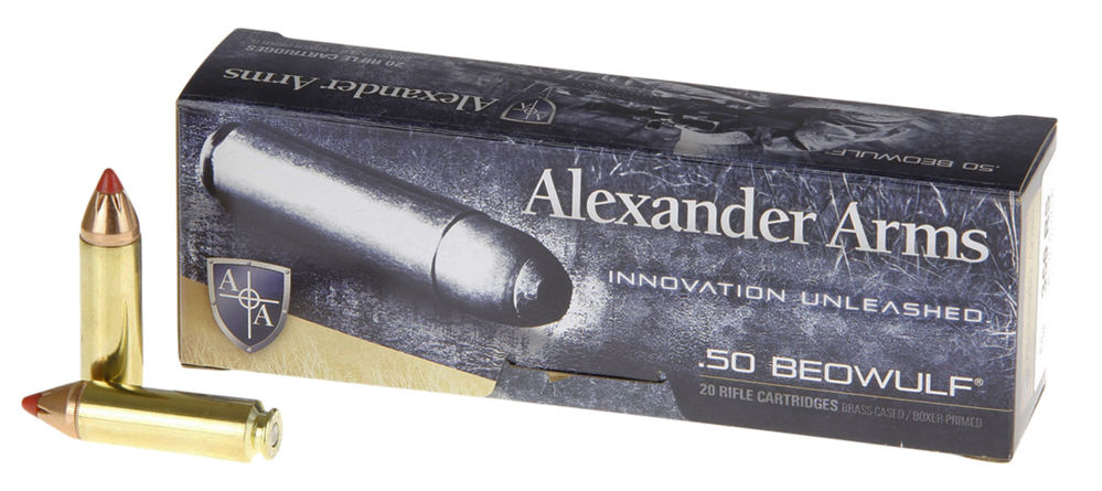Alexander Arms AB300FTXBX Rifle Ammo  50 Beowulf 300 gr Hornady FTX Polymer Tip 20 Bx/ 10 Cs