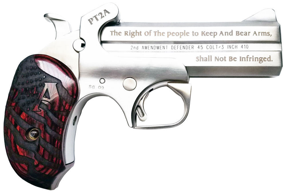 Bond Arms PT2A Protect the 2nd Amendment  38 Special,357 Mag 4.25" 2 Round Stainless Steel Rosewood Grip