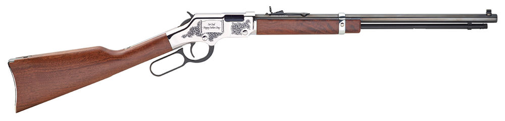 Henry H004SFD Golden Boy Silver Fathers Day 22 LR 16 LR/21 Short 20" American Walnut Nickel Plated Right Hand