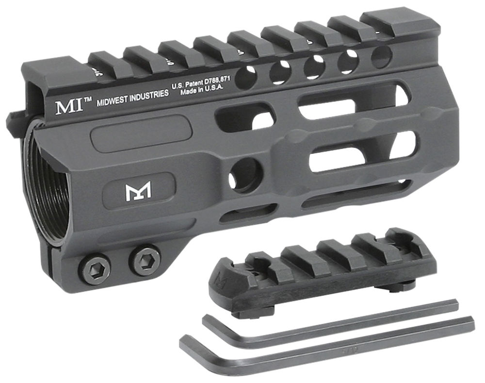 Midwest Industries MICRM45 Combat  Black Hardcoat Anodized 6061-T6 Aluminum 4.50" Picatinny/M-LOK