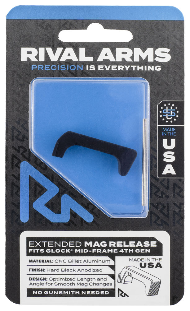 Rival Arms RA72G002A Magazine Release  Extended Black Anodized Aluminum for Glock Gen4