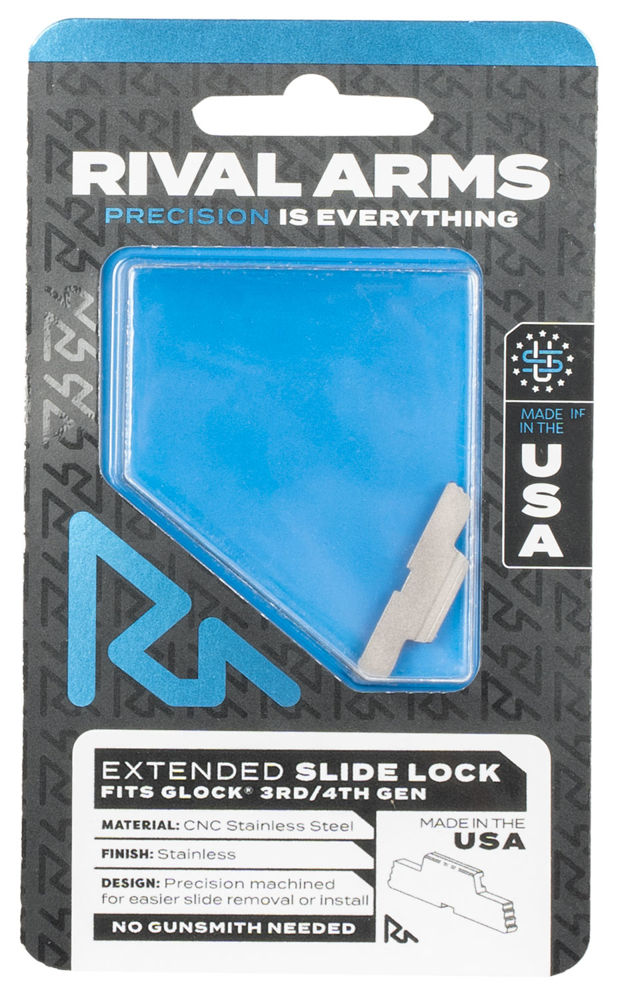 Rival Arms RA80G001D Slide Lock  Extended Stainless Steel for Glock Gen3-4