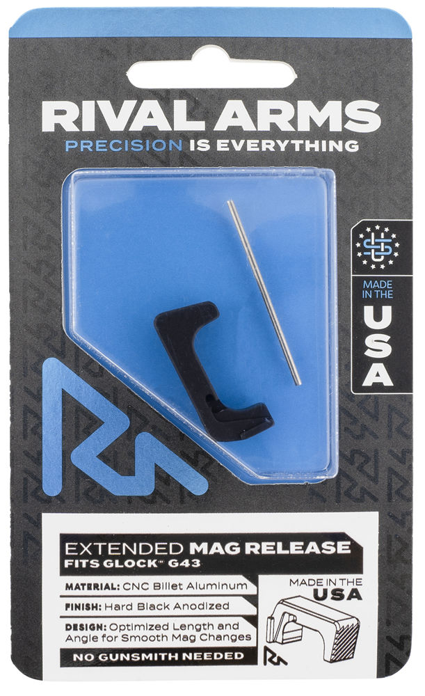 Rival Arms RA72G003A Magazine Release  Extended Black Anodized Aluminum for Glock 43