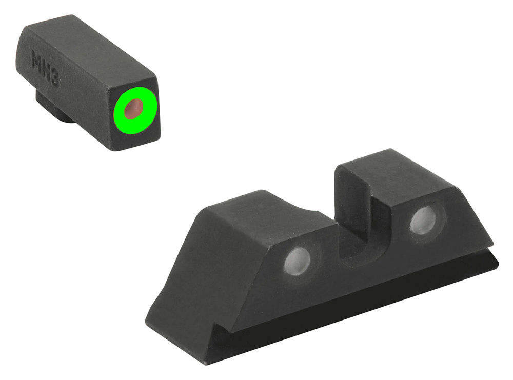 Meprolight USA 402243111 Mepro Hyper-Bright Self-Illuminated Sights Fixed Tritium Green with Green Outline Front, Green Rear Black Frame for Most Glock